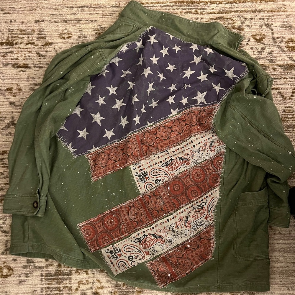 We the Free American Flag Bandana Trucker Jacket